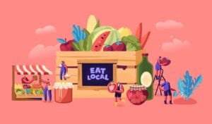 manger local concept consommation durable gestes écologiques épicerie fruits légumes