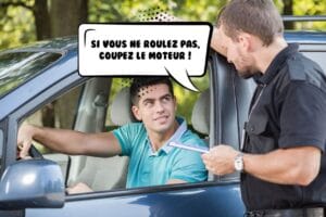police infraction voiture conducteur laisser moteur tourner arrêt marche contravention