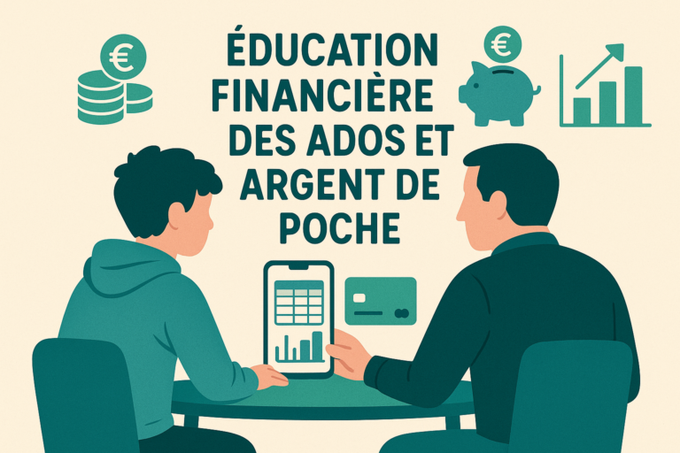 Illustration sur l’éducation financière des adolescents avec argent de poche et carte prépayée