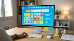 Interface ludique du simulateur de mémoire apprendre-vite-et-bien.com sur écran d'ordinateur.