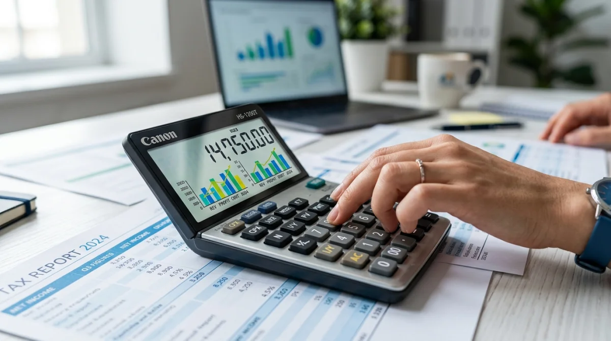 Main calculant des revenus d'indépendant sur simulateur financier creation-entreprise-france.com