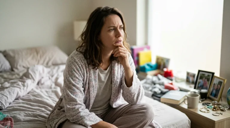 Femme perplexe au bord du lit, avant d'aller dormir explication fin du film