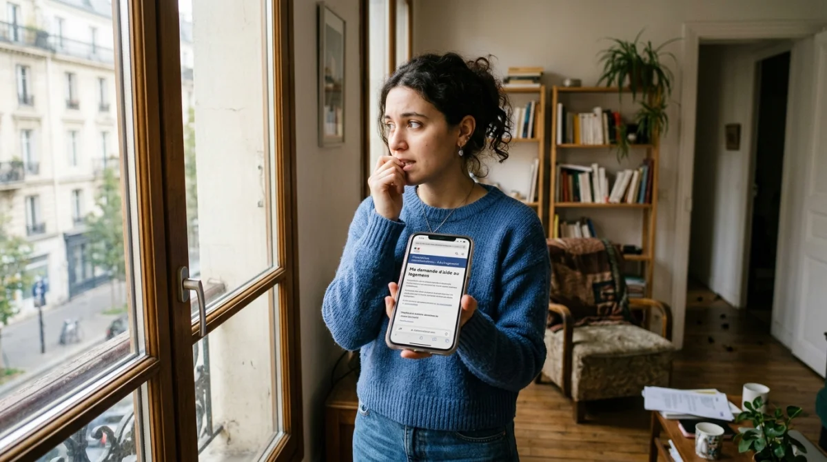 Personne préoccupée au téléphone, cherchant comment porter plainte voisin cafard.