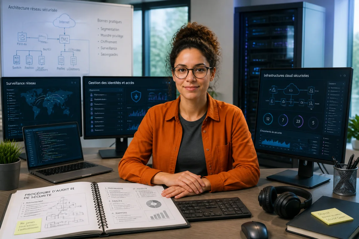 Professionnel de la cybersécurité en reconversion, illustrant les métiers bien payés en 2026 dans un environnement cloud.